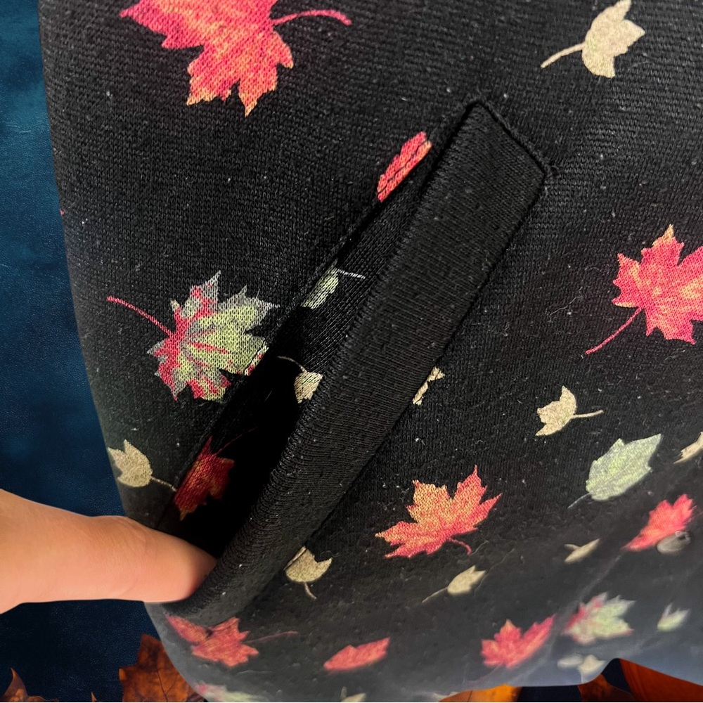 Vintage Blair black plush autumn leaves button up sweater - Picture 2 of 3